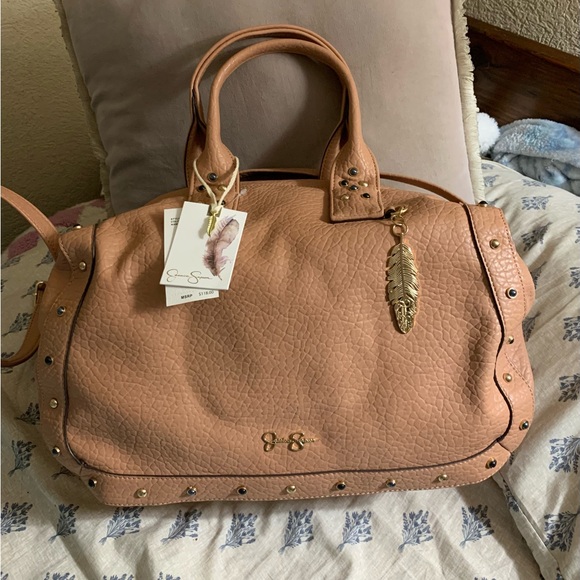 Jessica Simpson Handbags - Jessica Simpson Tan Satchel with Feather Accent